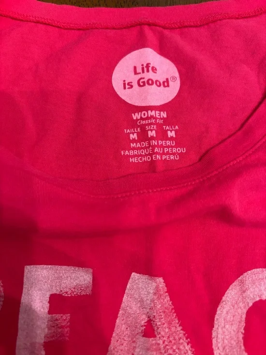 Life is Good Pink "Beach Please" Sleeveless Tank Medium - Picture 3 of 3